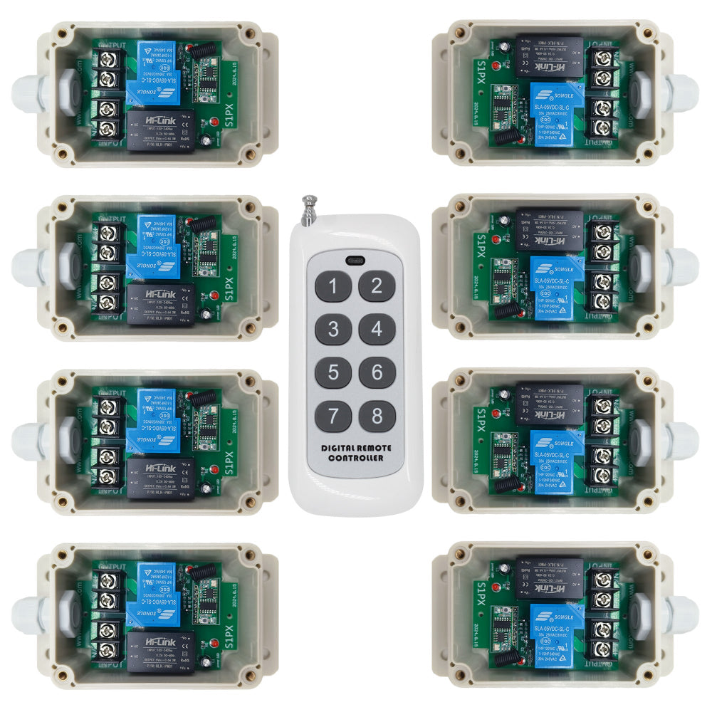 110V 220V Wireless Remote Control Switch Kits 8 Ways AC Power Output ...
