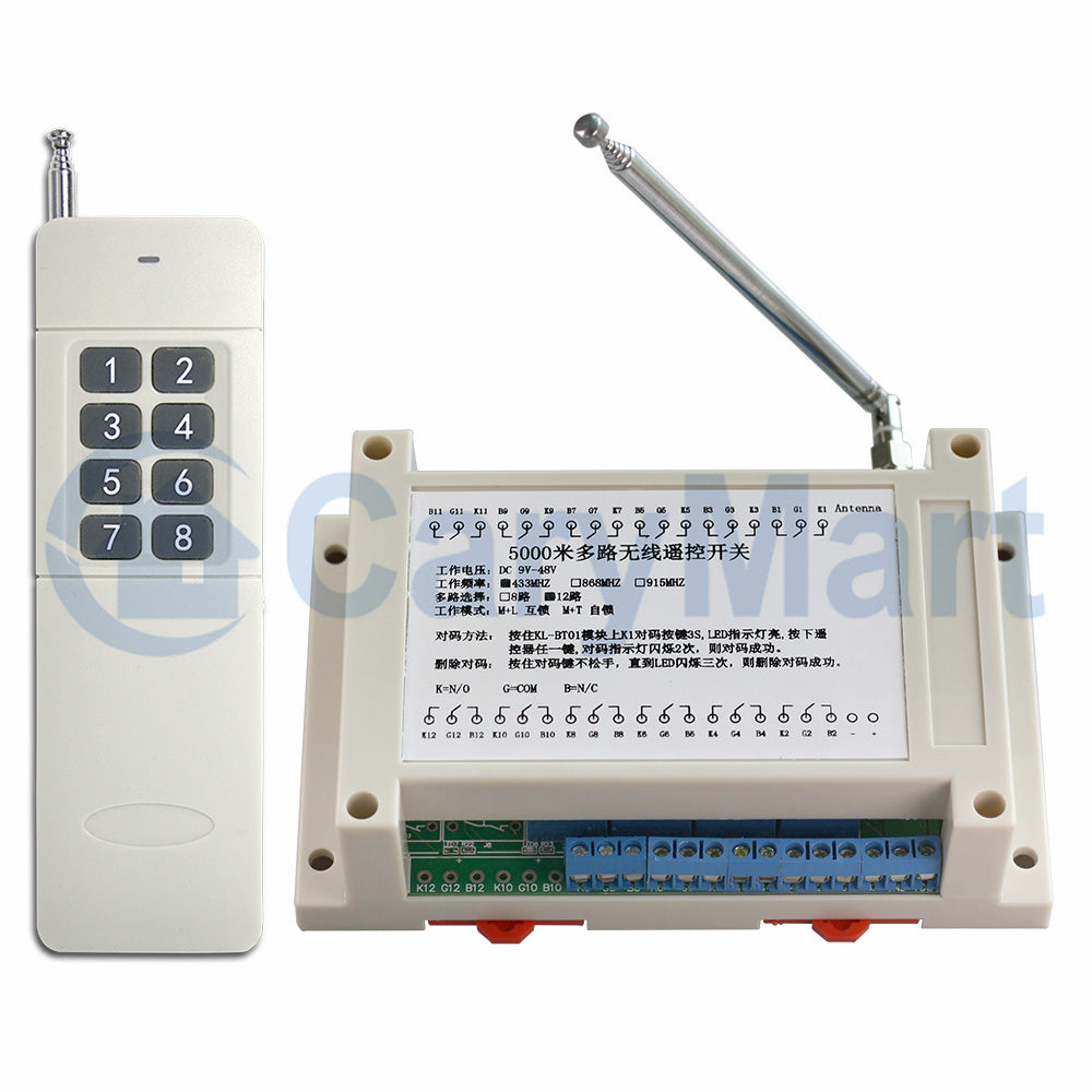 8 Way Long Distance Wireless Switch or RF Receiver with Remote Control ...