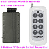 DC 1.5V small wireless vibration reminder with 8 buttons RF remote control transmitter for long range reminding person with hearing impairment pet training.