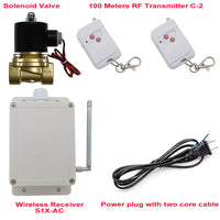 Wireless Remote Control AC Solenoid Valve with RF Transmitter and Receiver (Model: 0020567)