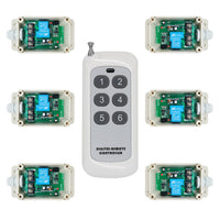 One 6-Button Transmitter Control Six DC 10~80V 30A Wireless Receivers (Model: 0020734)