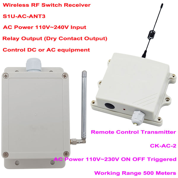 AC Wireless RF Remote Control Receiver Kit by 110V~230V ON OFF Triggered (Model: 0023015)