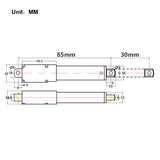 DC 6V 12V 24V Micro Electric Linear Actuator 42 lbs Stroke 30 mm (Model: 0041644)