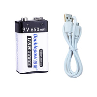 6F22 Type 9V 650mAh USB Rechargeable Lithium Battery