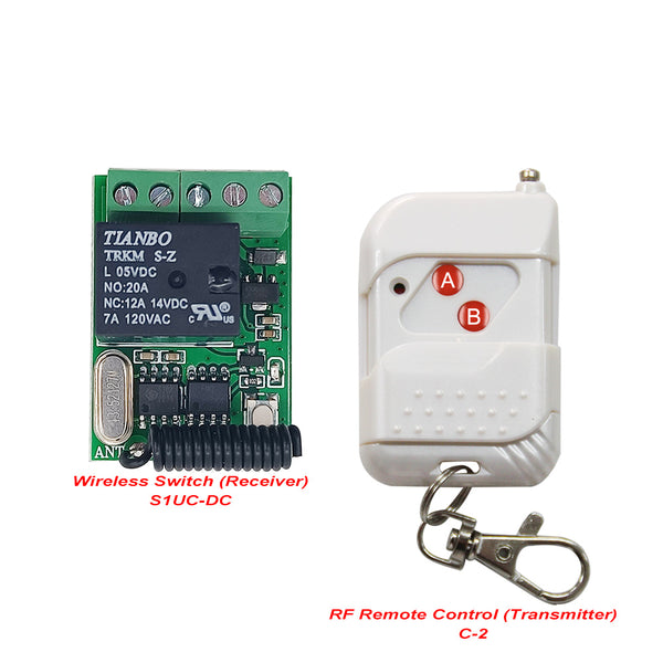 Small Size 1 Way DC 5~12V Wireless Switch with RF Remote Control (Model: 0020647)