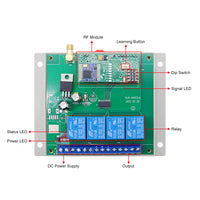 Long Range 3mi DC Wireless RF Switch Receiver 4 CH 7A Relay Output (Model: 0020012)