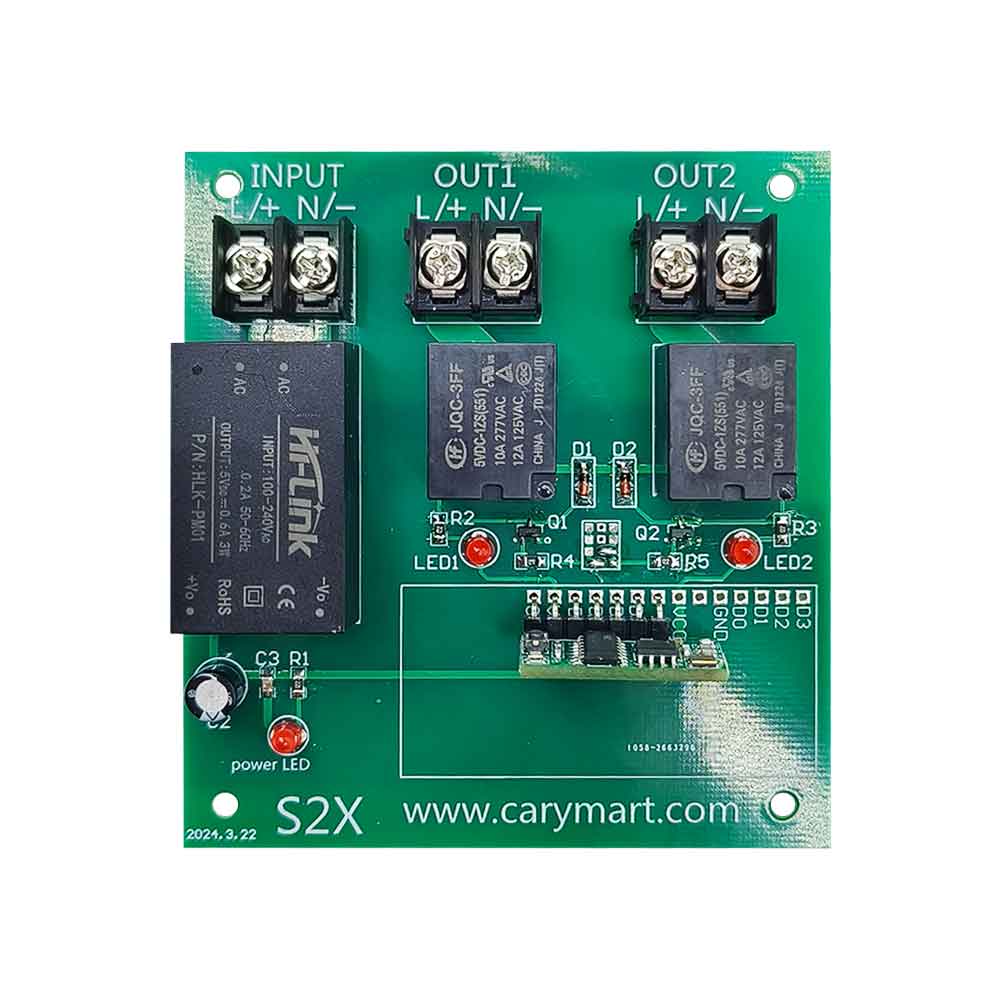 Soldered Remote Control Switch 2-CH 12V 24V AC Input Output Wireless Remote Control Switch Kit ...