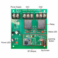 3 Mile DC Wireless Remote Control Switch Kit 2-CH 10A Relay Output (Model: 0020687)