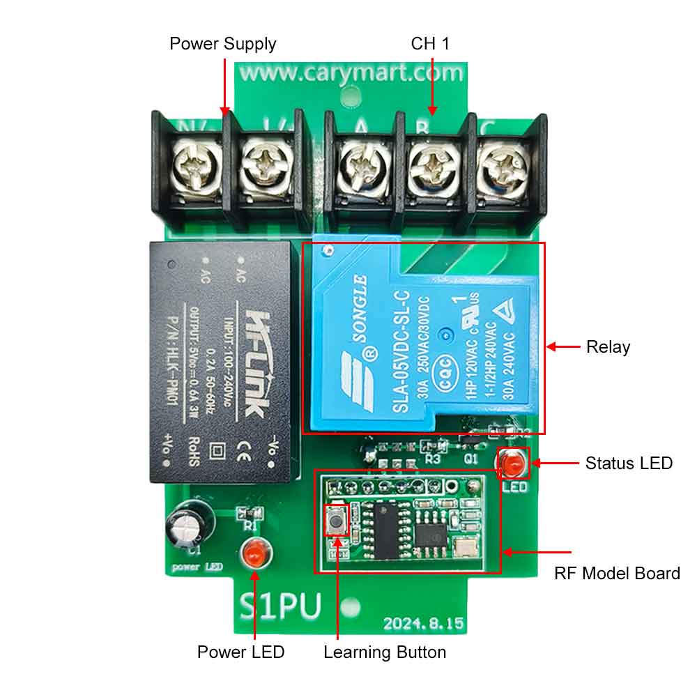 One Transmitter Remote Control Two 1 Way 30A Relay Output Receivers ...