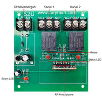 2 Way DC Power 10A Relay Output Waterproof Wireless Remote Control Switch Kit (Model: 0020196)