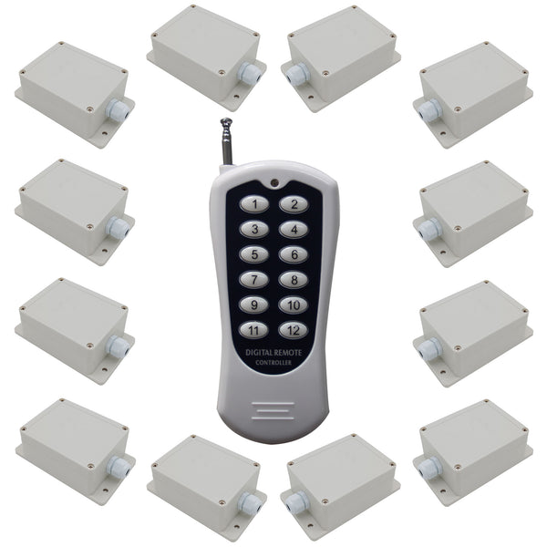 12 AC Wireless Relay Switches and One Twelve Buttons Transmitter (Model: 0020362)