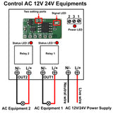 2 Way 12V 24V AC Input Output Waterproof Wireless Switch