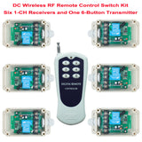 Six DC 1-CH 30A Relay Output Wireless Receivers and A 6-Button Transmitter
