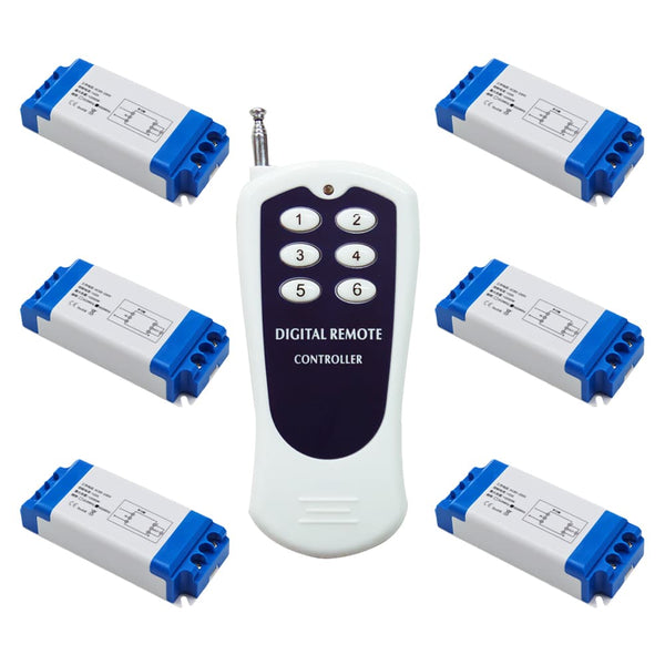Six 1-CH 85~250V Wireless Receivers and One 6-Button RF Transmitter (Model: 0020623)