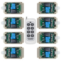 One 8-CH RF Transmitter Control Eight 1 Way 30A AC Wireless Receivers