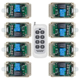One 8-CH RF Transmitter Control Eight 1 Way 30A AC Wireless Receivers
