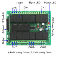 12 Channel 5A Relay Output DC Power Remote Control Switch Kit (Model: 0020204)