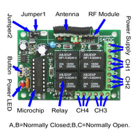 DC Power Wireless RF Switch Radio Receiver 4 Channel 5A Relay Output (Model: 0020247)