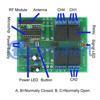 4-CH DC Power 10A Relay Output Wireless Transmitter and Receiver (Model: 0020382)