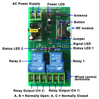 2 Channel AC High Power 30A Relay Output Waterproof Wireless Switch (Model: 0020340)
