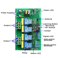 2-CH 110V 220V Radio Switch Receiver for Wireless Remote Control AC Motor (Model: 0020682)