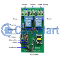 2 Channels 30A AC Power Output Wireless Switch or RF Receiver (Model: 0020048)