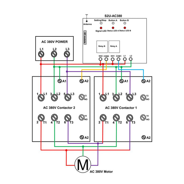 Wireless RF Remote Control Switch Kit for Three Phase Electric Motor ...