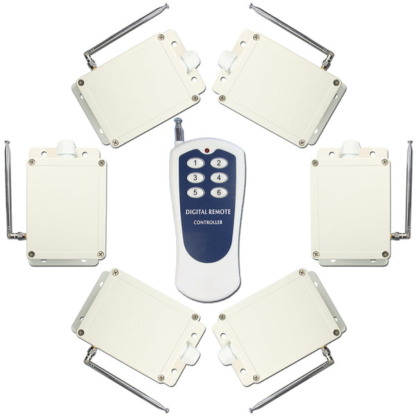 One RF Transmitter Wireless Control 6 AC 10A Radio Remote Receivers (Model: 0020433)
