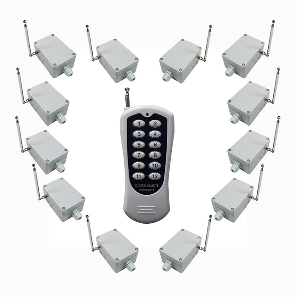 A 12 Buttons Transmitter Control 12 AC Wireless Remote Switches (Model: 0020366)