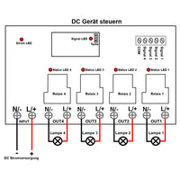 4 Channel 30A DC Output Wireless Switch With Remote Control or Transmitter (Model: 0020473)