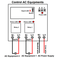 2000 Meters 2 Channel AC Power Input Output 10A Wireless Remote Control Switch Kit (Model: 0020398)