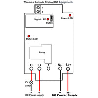 Long range wireless remote control DC equipments through 1 channel DC power relay output radio switch