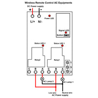 Wireless Remote Control AC Equipments through 2 Channel DC High Power 30A Radio Switch