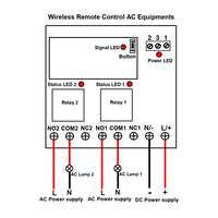 Wireless Remote Control AC Equipments through 2 Channel DC Radio Switch