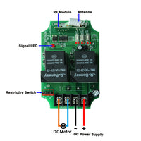 Two DC 12V 24V 1 Way Linear Actuator Switches and Wireless Remote Control (Model: 0020604)
